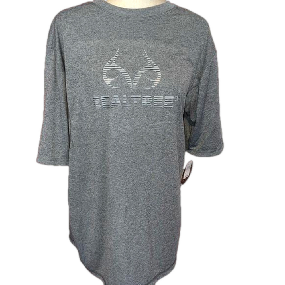 NWT Realtree Short Sleeve Mens Gray Deer Buck Antlers Shirt XL 🦌